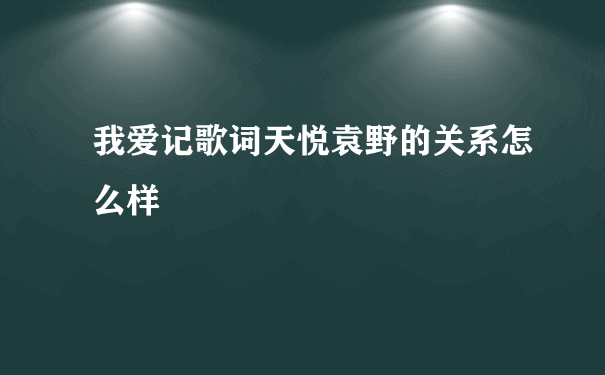 我爱记歌词天悦袁野的关系怎么样