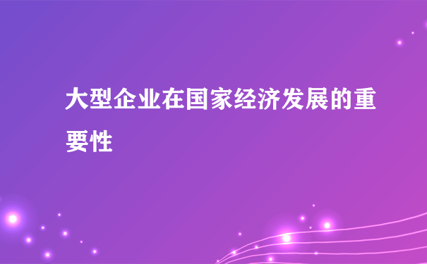 大型企业在国家经济发展的重要性