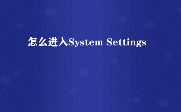 怎么进入System Settings