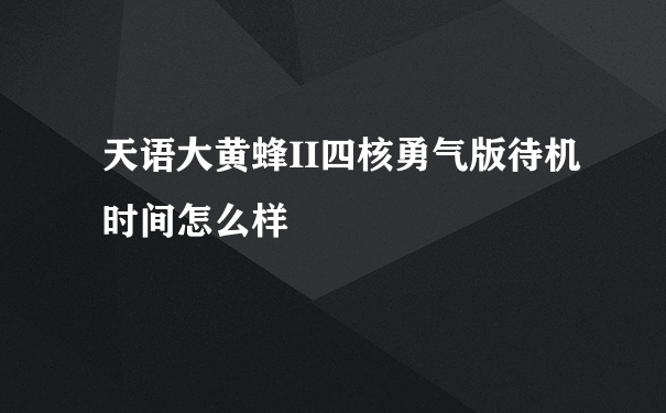 天语大黄蜂II四核勇气版待机时间怎么样