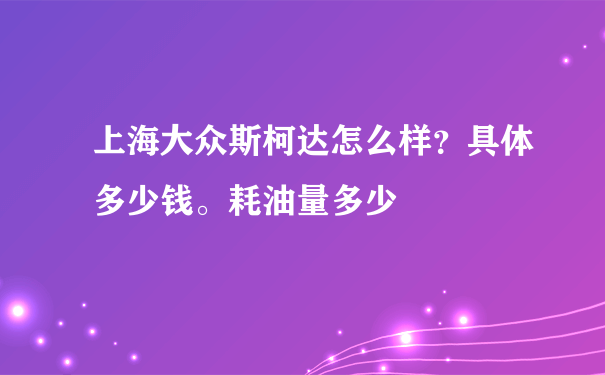 上海大众斯柯达怎么样？具体多少钱。耗油量多少