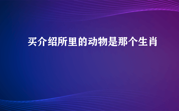 买介绍所里的动物是那个生肖