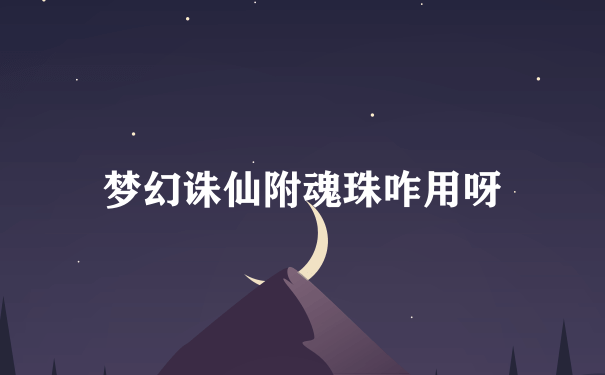 梦幻诛仙附魂珠咋用呀