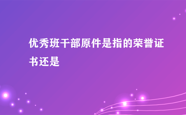 优秀班干部原件是指的荣誉证书还是