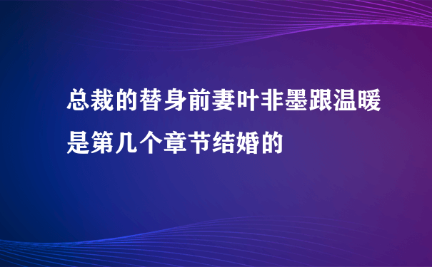 总裁的替身前妻叶非墨跟温暖是第几个章节结婚的