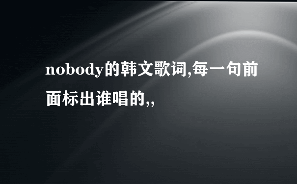 nobody的韩文歌词,每一句前面标出谁唱的,,