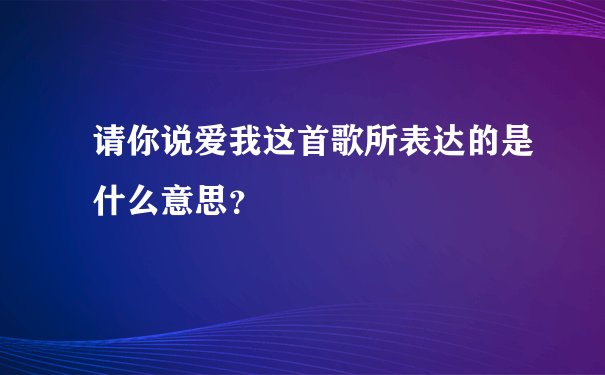 请你说爱我这首歌所表达的是什么意思？