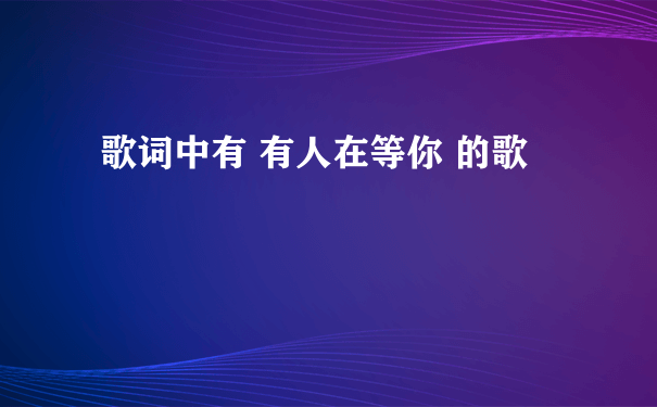 歌词中有 有人在等你 的歌