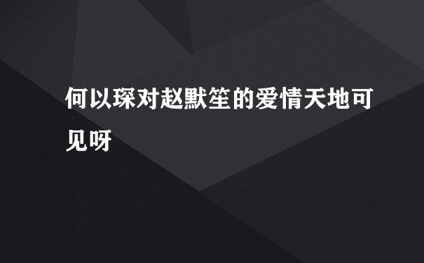 何以琛对赵默笙的爱情天地可见呀