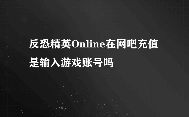 反恐精英Online在网吧充值是输入游戏账号吗