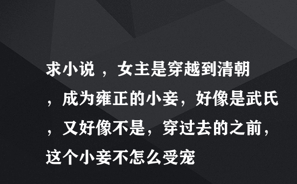 求小说 ，女主是穿越到清朝，成为雍正的小妾，好像是武氏，又好像不是，穿过去的之前，这个小妾不怎么受宠