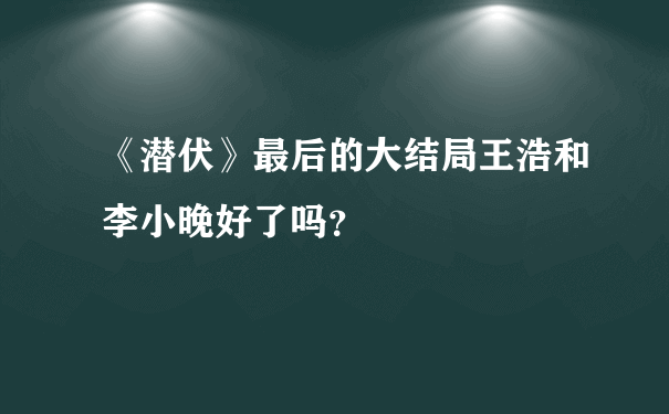 《潜伏》最后的大结局王浩和李小晚好了吗？