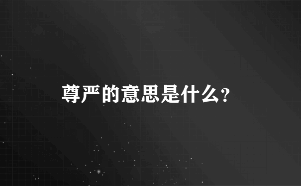 尊严的意思是什么？