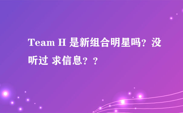 Team H 是新组合明星吗？没听过 求信息？？