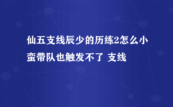 仙五支线辰少的历练2怎么小蛮带队也触发不了 支线