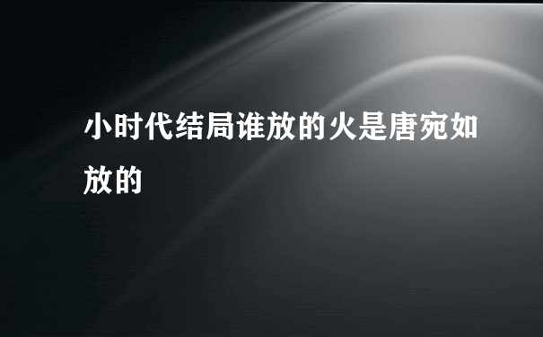 小时代结局谁放的火是唐宛如放的