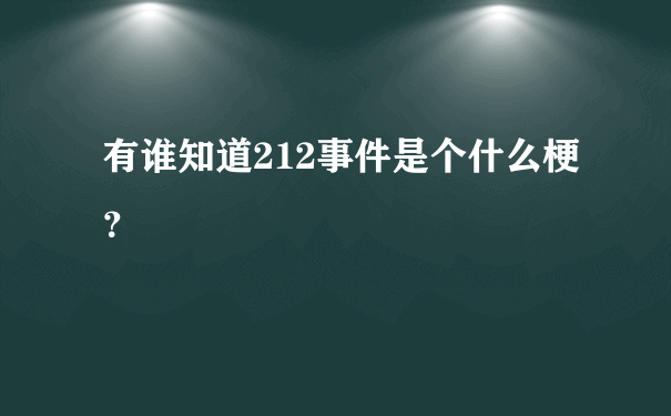 有谁知道212事件是个什么梗？