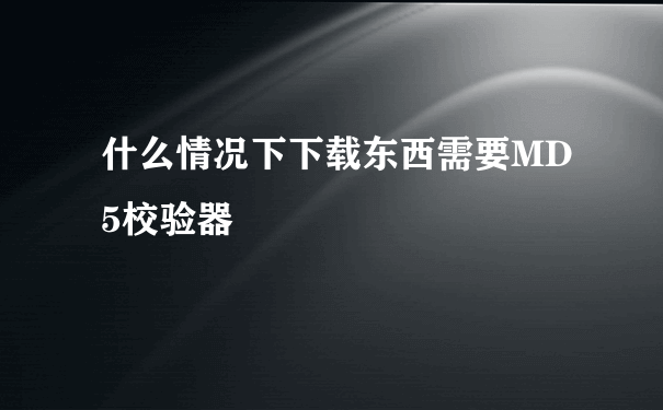 什么情况下下载东西需要MD5校验器