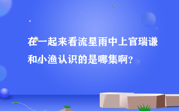 在一起来看流星雨中上官瑞谦和小渔认识的是哪集啊？