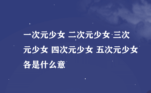 一次元少女 二次元少女 三次元少女 四次元少女 五次元少女各是什么意