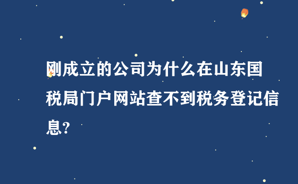 刚成立的公司为什么在山东国税局门户网站查不到税务登记信息?