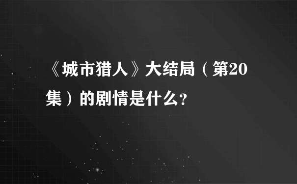 《城市猎人》大结局（第20集）的剧情是什么？