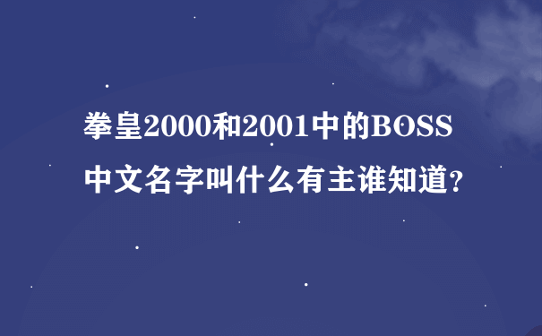 拳皇2000和2001中的BOSS中文名字叫什么有主谁知道？