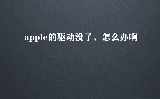 apple的驱动没了，怎么办啊