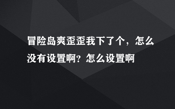 冒险岛爽歪歪我下了个，怎么没有设置啊？怎么设置啊