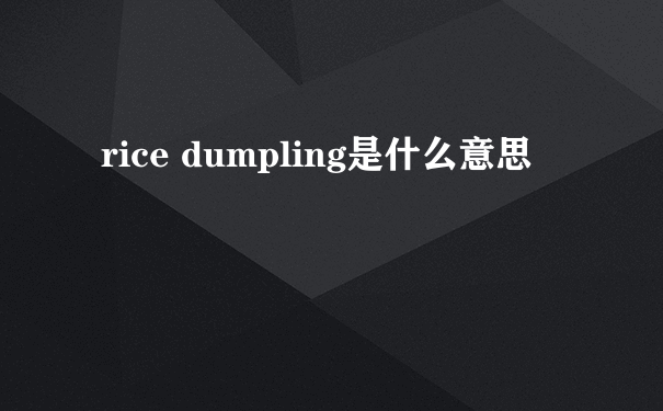 rice dumpling是什么意思