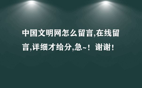 中国文明网怎么留言,在线留言,详细才给分,急~！谢谢！