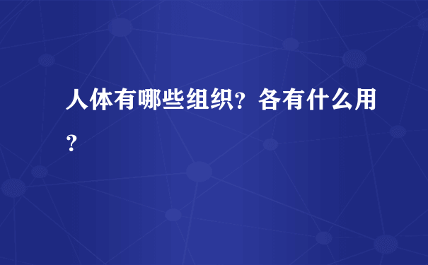 人体有哪些组织？各有什么用？