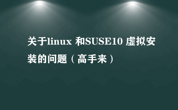 关于linux 和SUSE10 虚拟安装的问题（高手来）