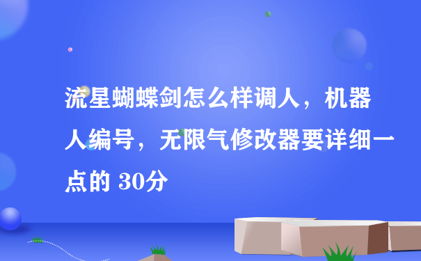 流星蝴蝶剑怎么样调人，机器人编号，无限气修改器要详细一点的 30分