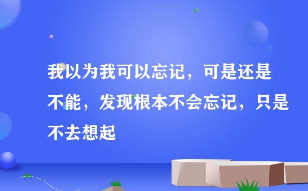 我以为我可以忘记，可是还是不能，发现根本不会忘记，只是不去想起