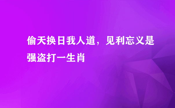 偷天换日我人道，见利忘义是强盗打一生肖