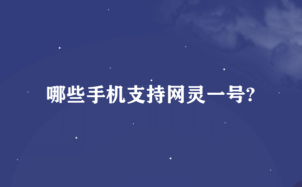 哪些手机支持网灵一号?