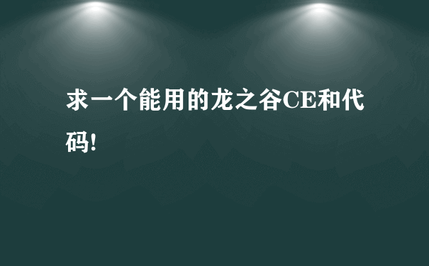 求一个能用的龙之谷CE和代码!