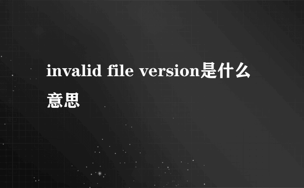 invalid file version是什么意思