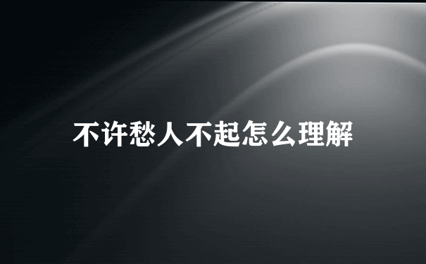 不许愁人不起怎么理解