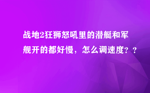 战地2狂狮怒吼里的潜艇和军舰开的都好慢，怎么调速度？？