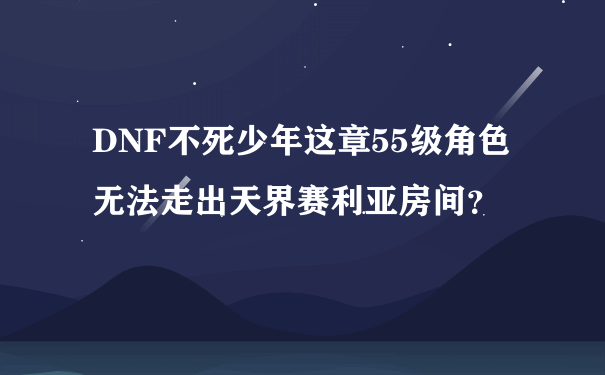 DNF不死少年这章55级角色无法走出天界赛利亚房间？