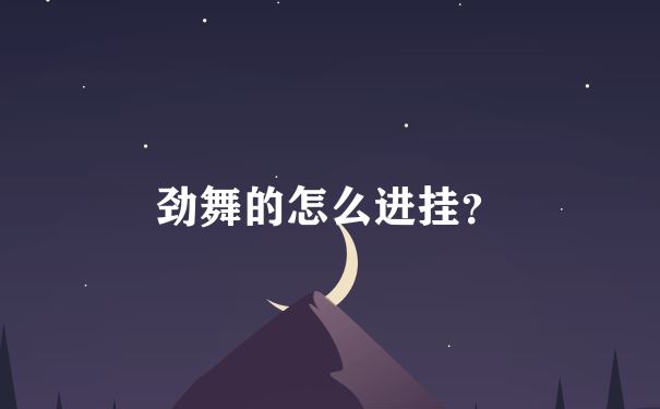 劲舞的怎么进挂？