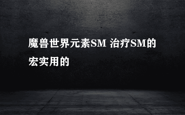 魔兽世界元素SM 治疗SM的宏实用的