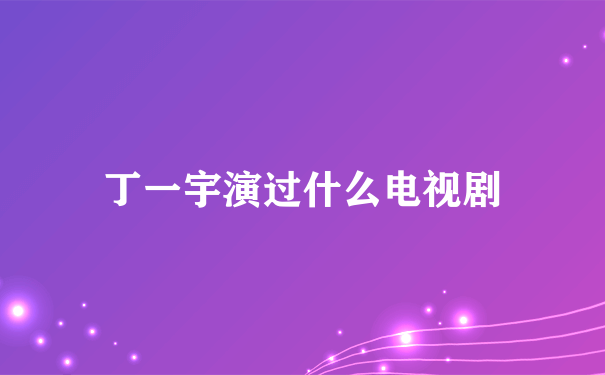 丁一宇演过什么电视剧