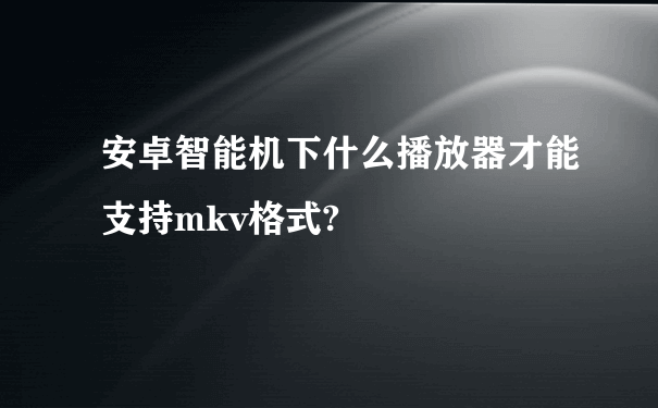 安卓智能机下什么播放器才能支持mkv格式?