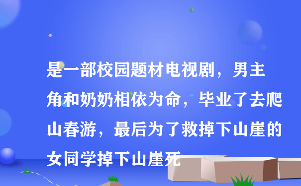 是一部校园题材电视剧，男主角和奶奶相依为命，毕业了去爬山春游，最后为了救掉下山崖的女同学掉下山崖死