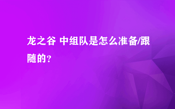 龙之谷 中组队是怎么准备/跟随的？