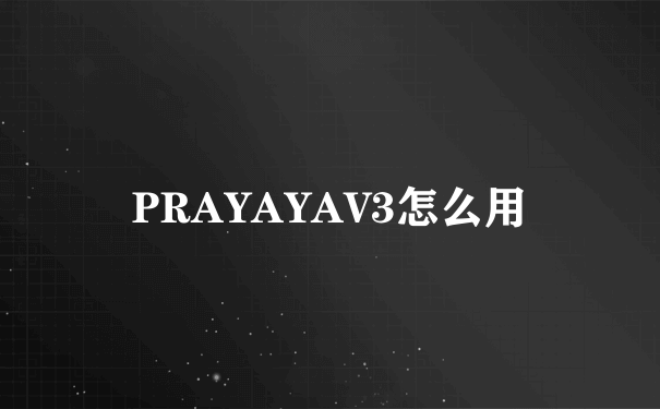 PRAYAYAV3怎么用