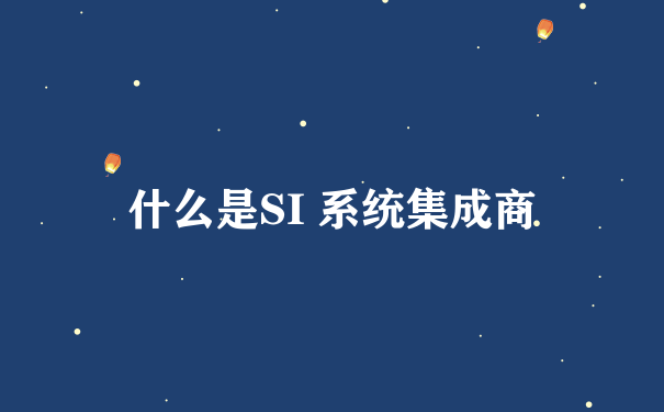 什么是SI 系统集成商